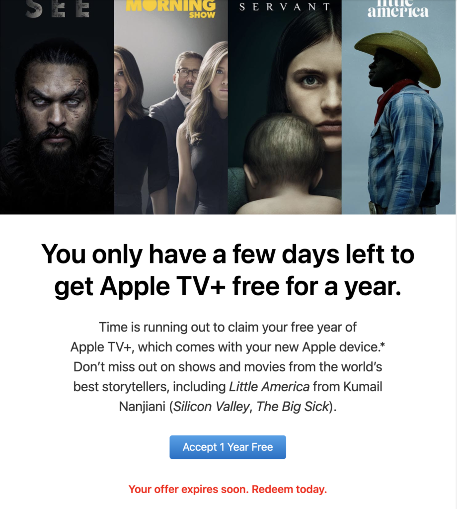 Erinnerungs-E-Mail von Apple TV