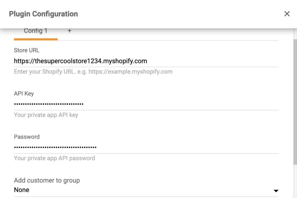 Kopieren Sie den API-Schlüssel und das Passwort und fügen Sie es in die Shopify-Plugin-Konfiguration in LiveAgent ein