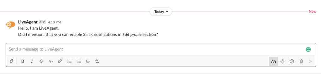 Eine Slack-Benachrichtigung über eine neue Dringend-Markierung auf LiveAgent