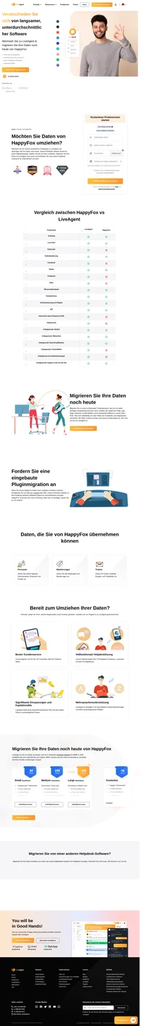 LiveAgent bietet einen kostenlosen Datenumzug von HappyFox, welcher vollständig von unseren technischen Supportmitarbeitern erledigt wird. Ziehen Sie Ihre Daten von HappyFox noch heute um.