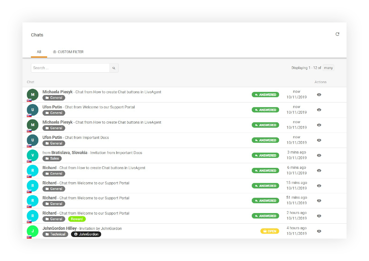 Chatverlauf-Funktion auf LiveAgent