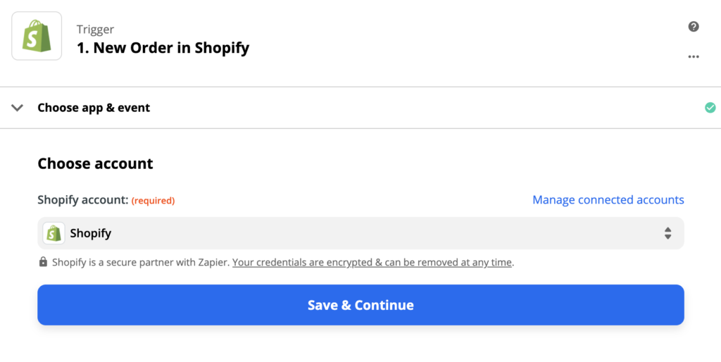 Shopify-Triggerkonfiguration auf Zapier