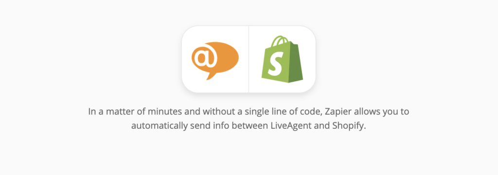 LiveAgent und Shopify Integrationsseite auf Zapier