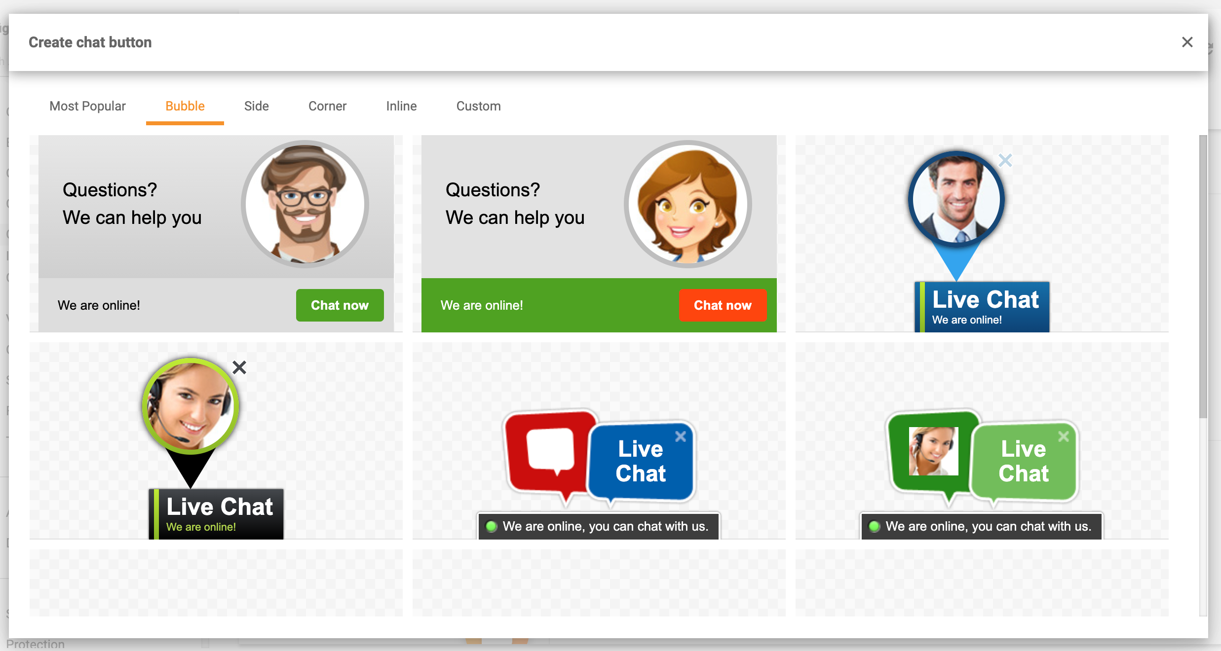 Chat-button-gallery-Buble-LiveAgent