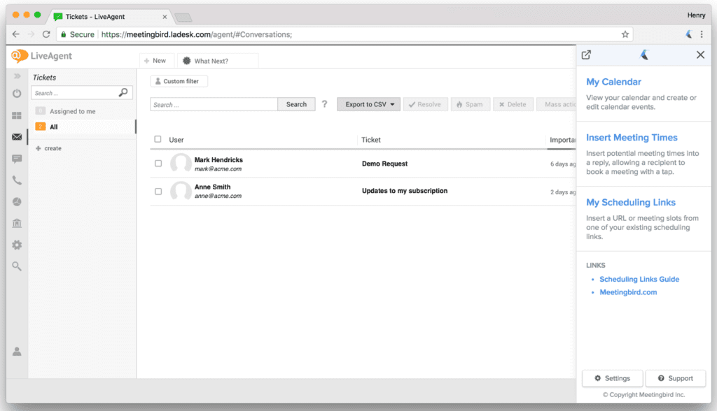 extension_menu-Meetingbird-Integration Erweiterungsmenü LiveAgent Meetingbird-Integration
