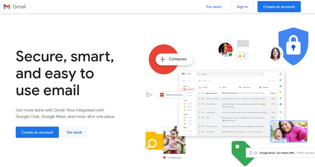 Gmail-Startseite, ein beliebtes E-Mail-Management-Tool