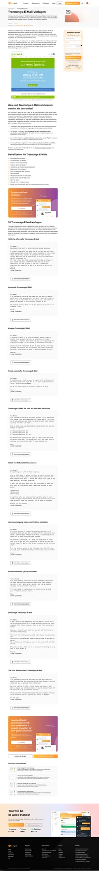 Verbessern Sie die Öffnungsraten Ihrer E-Mails mit unseren Trennungs-E-Mail-Vorlagen. Erlangen Sie die Aufmerksamkeit von potenziellen Kunden und verkaufen Sie stolz Ihre Produkte.