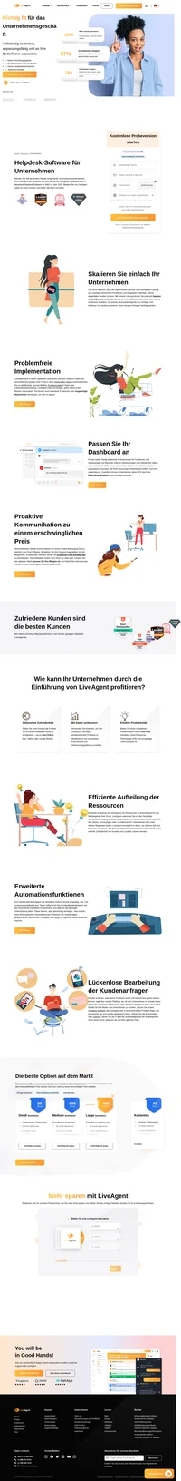 LiveAgent ist die meist- und bestbewerteste Helpdesk-Software für SMBs in 2019 und 2020. Große Unternehmen können dank LiveAgent mit dessen Echtzeitchatfunktion deren ROI schnell erhöhen.