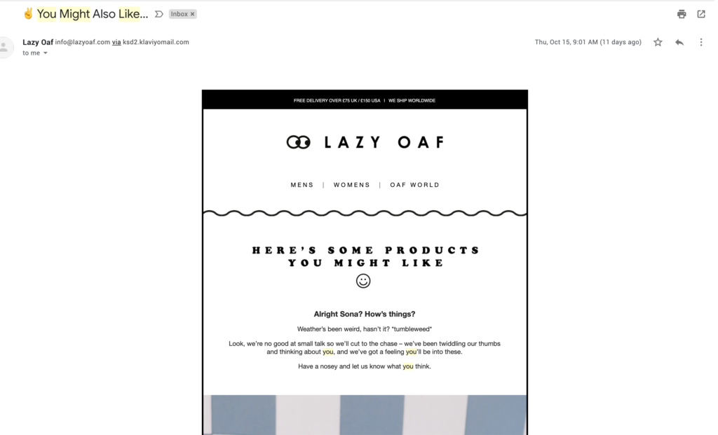 Cross-selling Lazy Oaf
