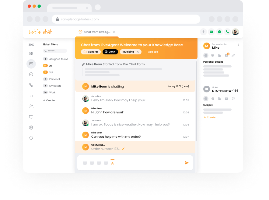 LiveAgent-Supportteam-Ansicht – Mockup