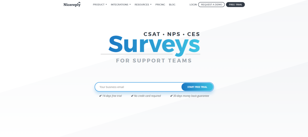 Nicereply-Startseite