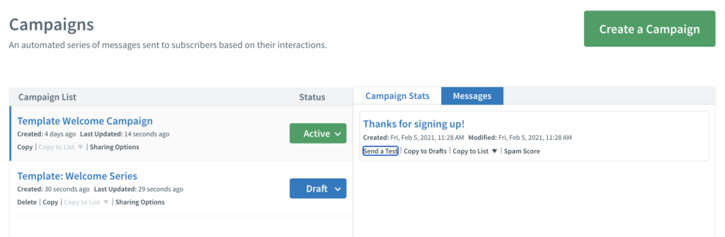 AWeber-Kampagnenvorschau