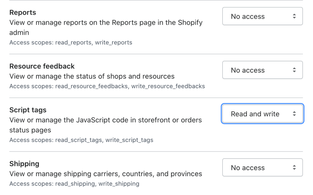 Berechtigungen manuell ändern, um den LiveAgent-Zugriff auf Shopify-Daten erlauben