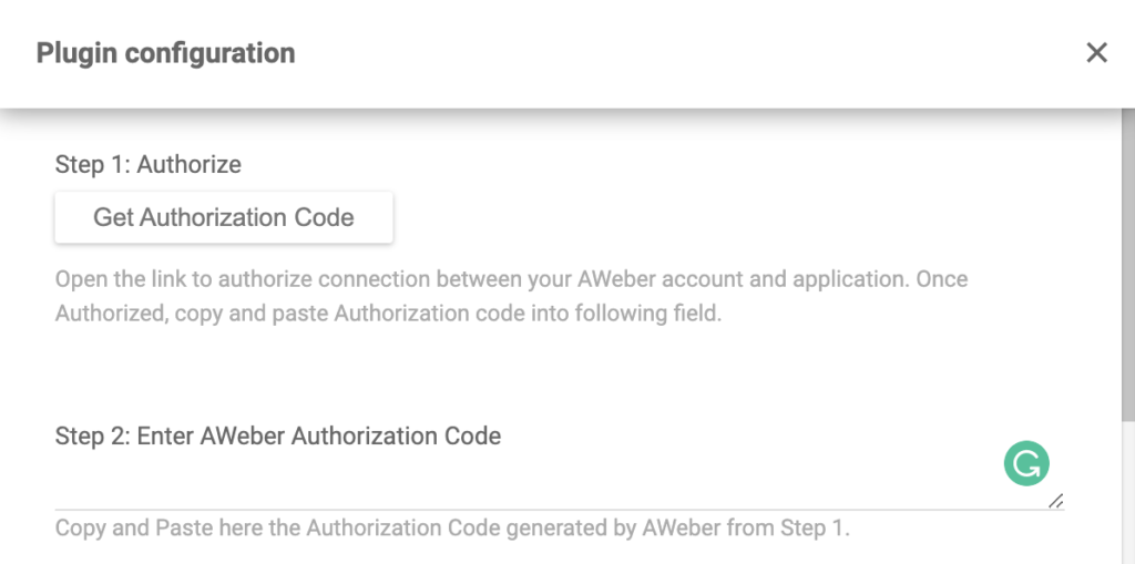 AWeberplugin-Konfiguration in LiveAgent