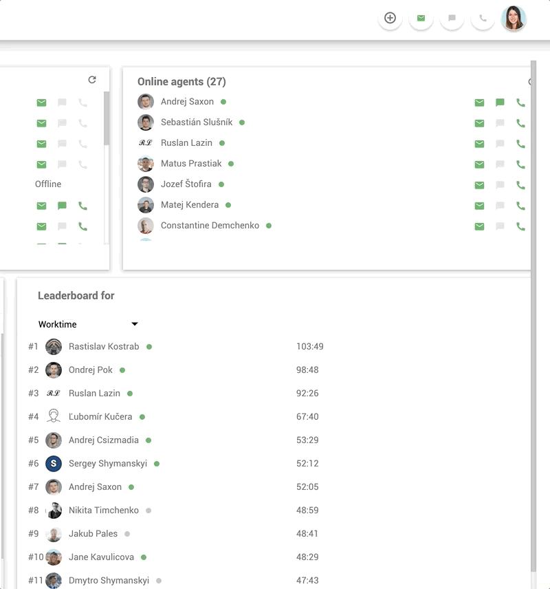 Interne Arbeitsplatz Chatfunktion auf LiveAgent - Beispiel