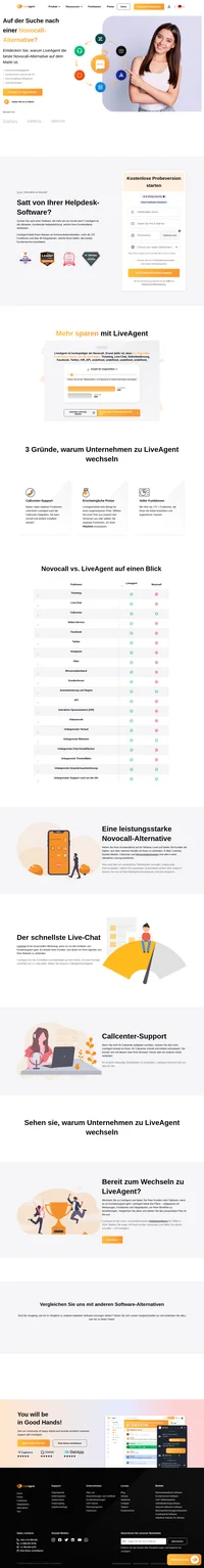 Suchen Sie nach einer Alternative zu Novocall? Sie müssen nicht weitersuchen, LiveAgent erledigt alles für Sie. Sehen Sie sich die Hauptfunktionen und -möglichkeiten an.