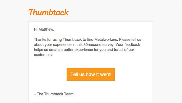 Thumbtack Um Feedback bitten