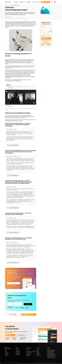 LiveAgent hat kostenlose, gebrauchsfertige Callcenter-Entschuldigungsvorlagen für Unternehmen/Personen erstellt, die professionellen Kundenservice anbieten möchten.