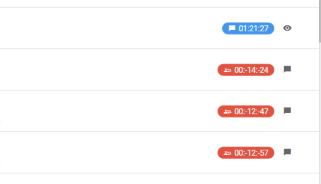 Ein Bild, das einen Fehler in vorherigen Versionen von LiveAgent anzeigt, in dem während Chatsitzungen negative Zeitwerte angezeigt wurden