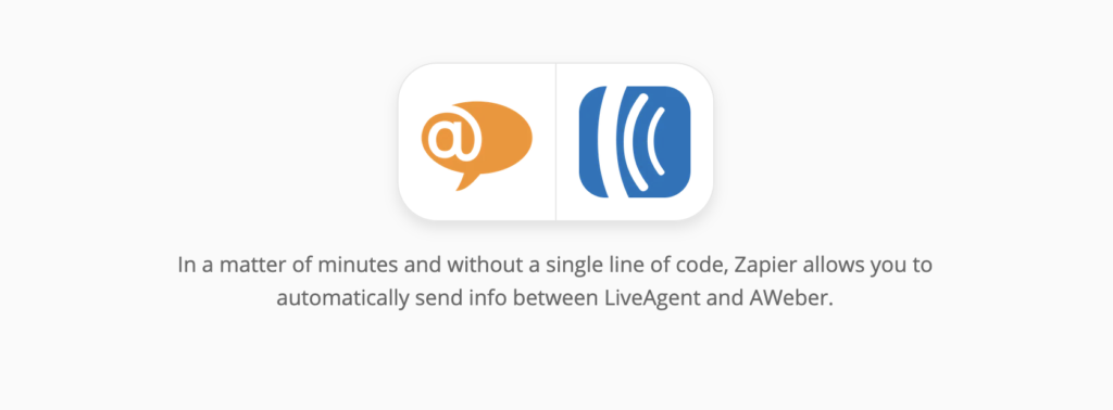 LiveAgent- und AWeber-Integrationsseite auf Zapier