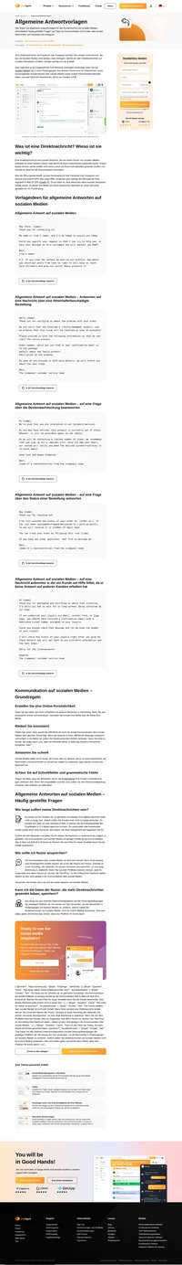 Unsere anpassbaren Vorlagen für allgemeine Antworten auf sozialen Medien können als vorgefertigte Antworten gespeichert und direkt auf LiveAgent verwendet werden.