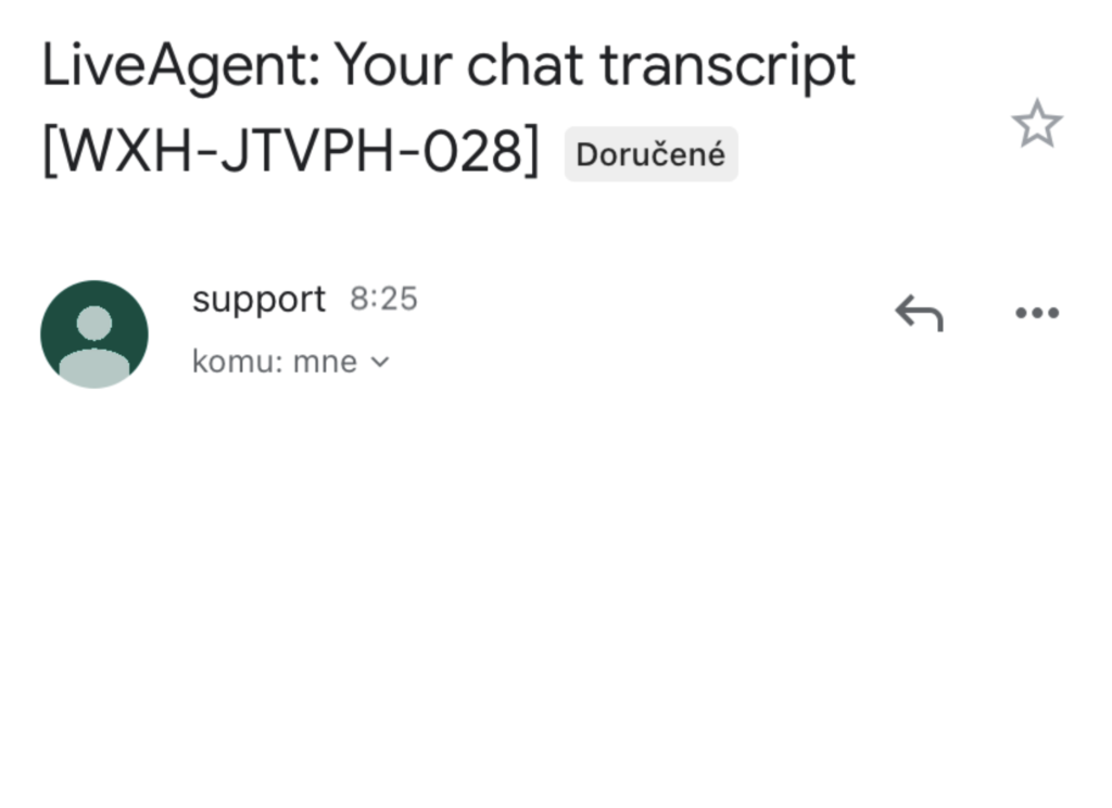 Ein Bild, das, aufgrund eines Fehlers in den vorherigen Versionen von LiveAgent, ein leeres Chattranskript anzeigt.