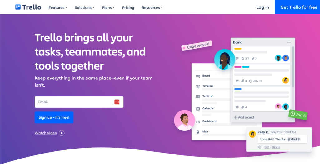 Trello-Startseite
