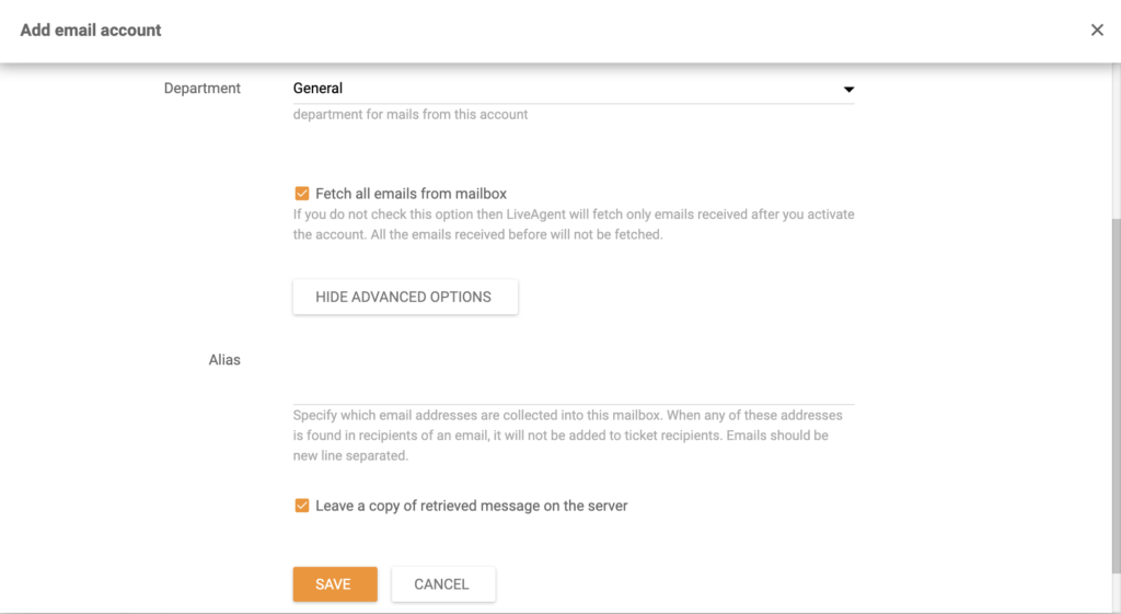Einstellungsoptionen für E-Mail-Konten hinzufügen