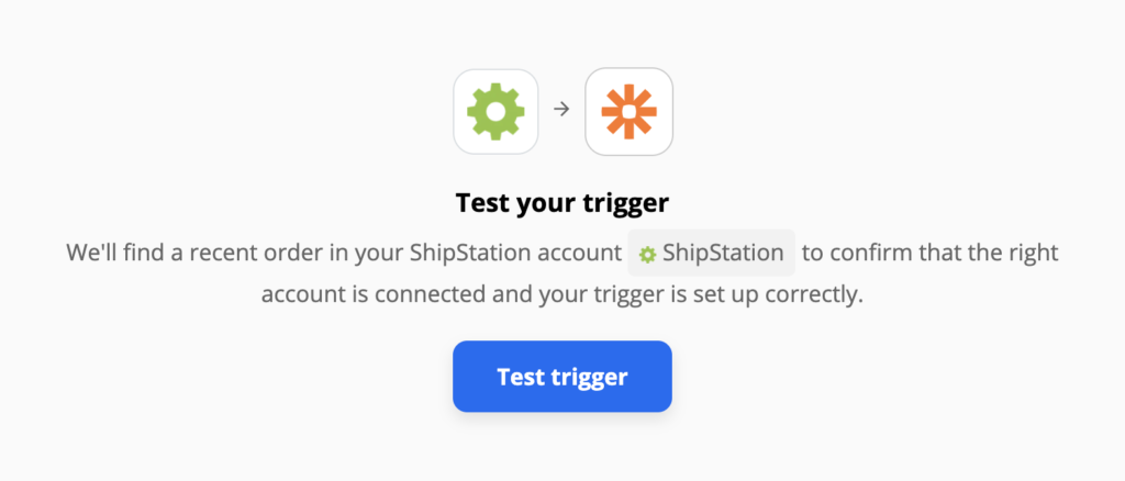 ShipStation-Auslösertest nach der Konfiguration