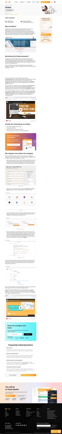 Zimbra ist eine leistungsstarke E-Mail-Business-Lösung mit erweiterten Funktionen, die jetzt in Ihrem LiveAgent-Ticketsystem verfügbar sein kann