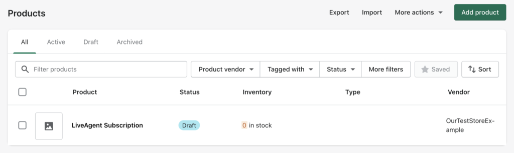 Produktbereich auf Shopify