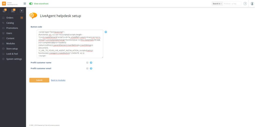 X-Cart-LiveAgent-Integration