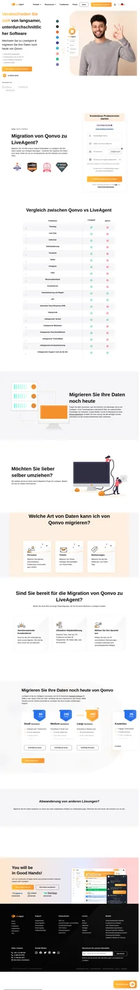 Möchten Sie Ihre Daten von Qonvo auf eine andere Lösung migrieren? Werfen Sie einen Blick auf LiveAgent und überzeugen Sie sich von den Vorteilen. Starten Sie noch heute Ihre kostenlose Testversion.