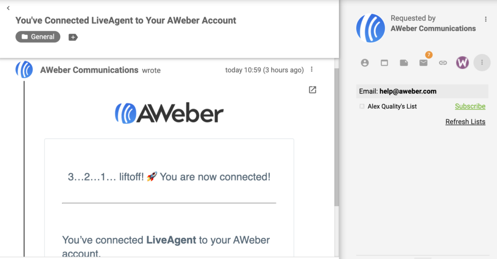 AWeber-Plugin aktiviert