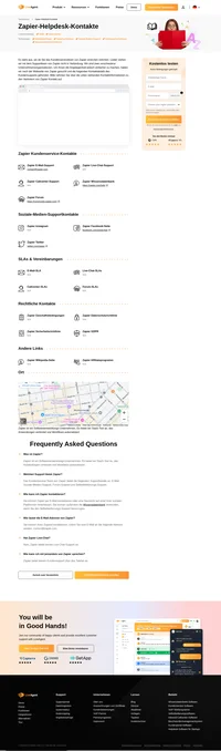 Wie Sie den Kundenservice von Zapier über E-Mail, Live-Chat-Support, Telefon, Soziale-Medien-Support und Selbstbedienungs-Support kontaktieren können.