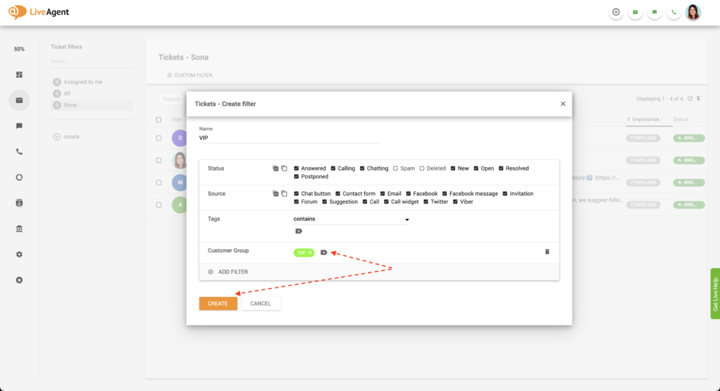 LiveAgent VIP-Ticketfilter hinzufügen