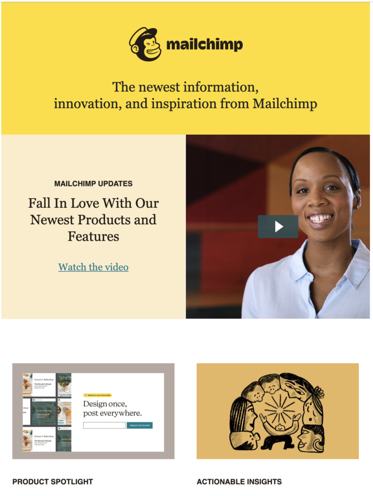 Neuer Blogbeitrag-Vorlage von Mailchimp