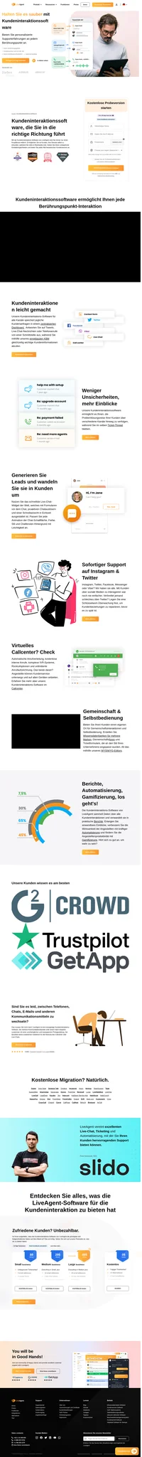 Schreiten Sie mithilfe von Kundeninterkations-Software noch heute voran. Behalten Sie einen Überblick über alle Kundenanfragen und verbessern Sie Kundenerfahrungen auf allen Kanälen.