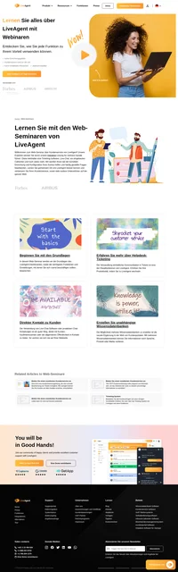 Die Web-Seminare über Kundenservice von LiveAgent beschäftigen sich mit Helpdesk-Lösungen für mehrere Kanäle. Live-Chat, Ticketing-Software, ein eingebautes Callcenter und noch viel mehr ist inkludiert. Die kostenlose Probeversion von LiveAgent ist für eine begrenzte Zeit verfügbar.